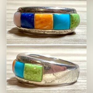 Vintage Designer Wilson Jim Sterling Silver Multi Stone Cobblestone Ring, Size 6